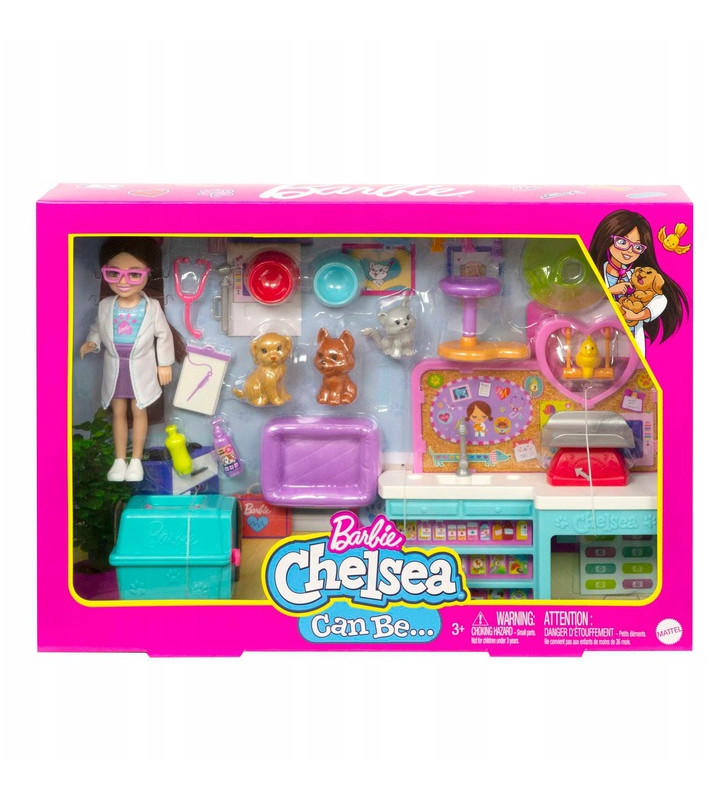 Lalka Barbie Chelsea Zestaw Weterynarz HGT12