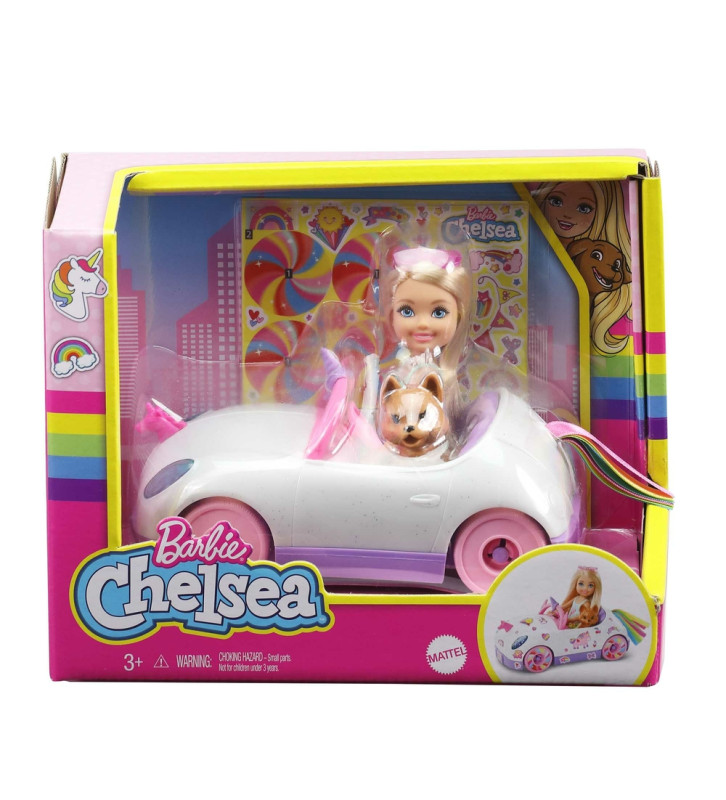 Barbie Chelsea lalka (15 cm) z tęczowym kabrioletem